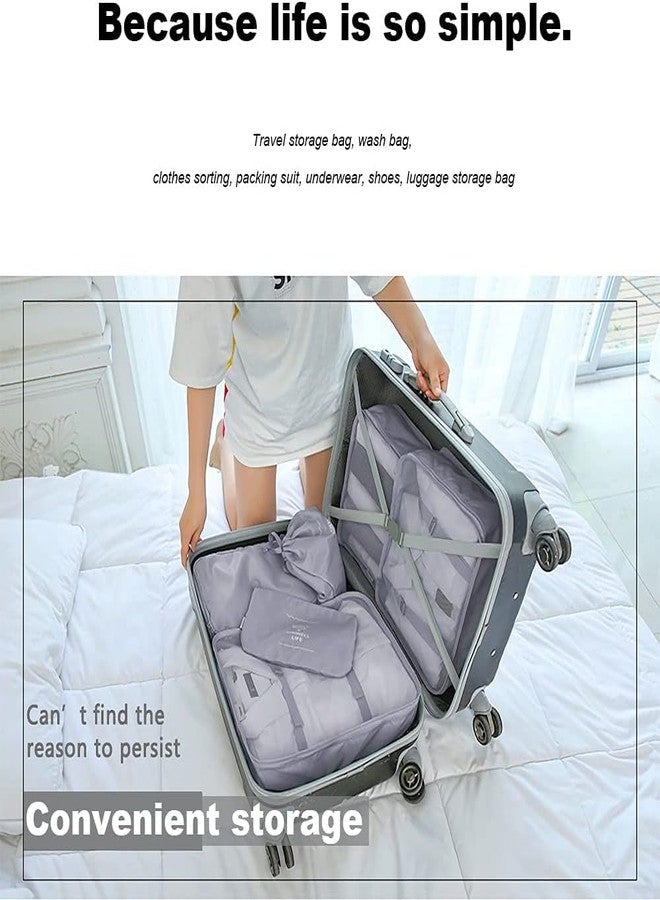 STESHWK 6 Set Luggage Organizer Packing Cube Bags with Compression Pouches Travel Clothing Sorting Storage Bags and Suitcase Large Luggage Compression Pouch with Shoe Bag (Grey) - Image 5